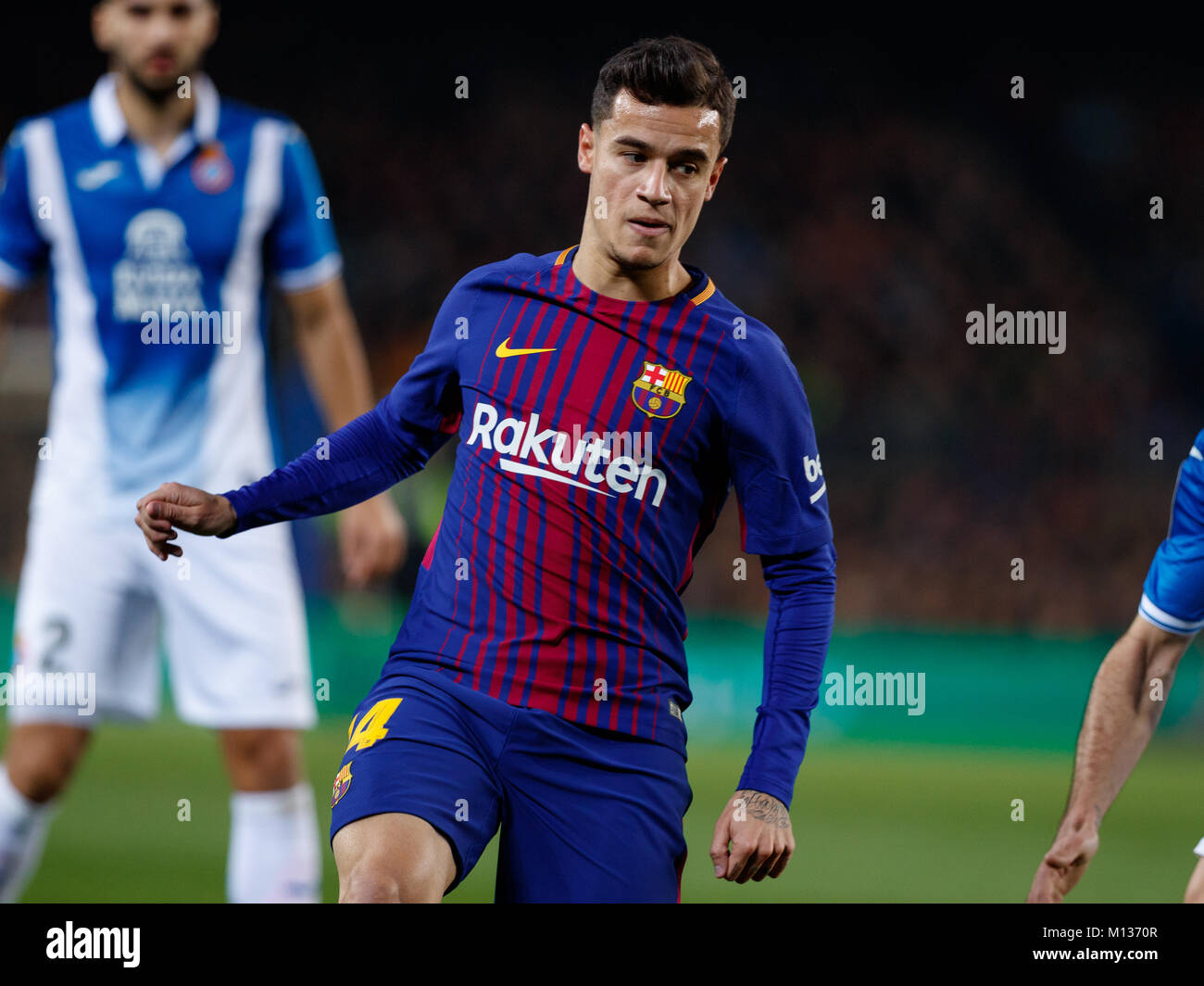 Barcelona, Spain. 25th January, 2018.  Copa del Rey football, quarter final, second leg, Barcelona versus Espanyol; Coutinho. Credit: UKKO Images/Alamy Live News Stock Photo