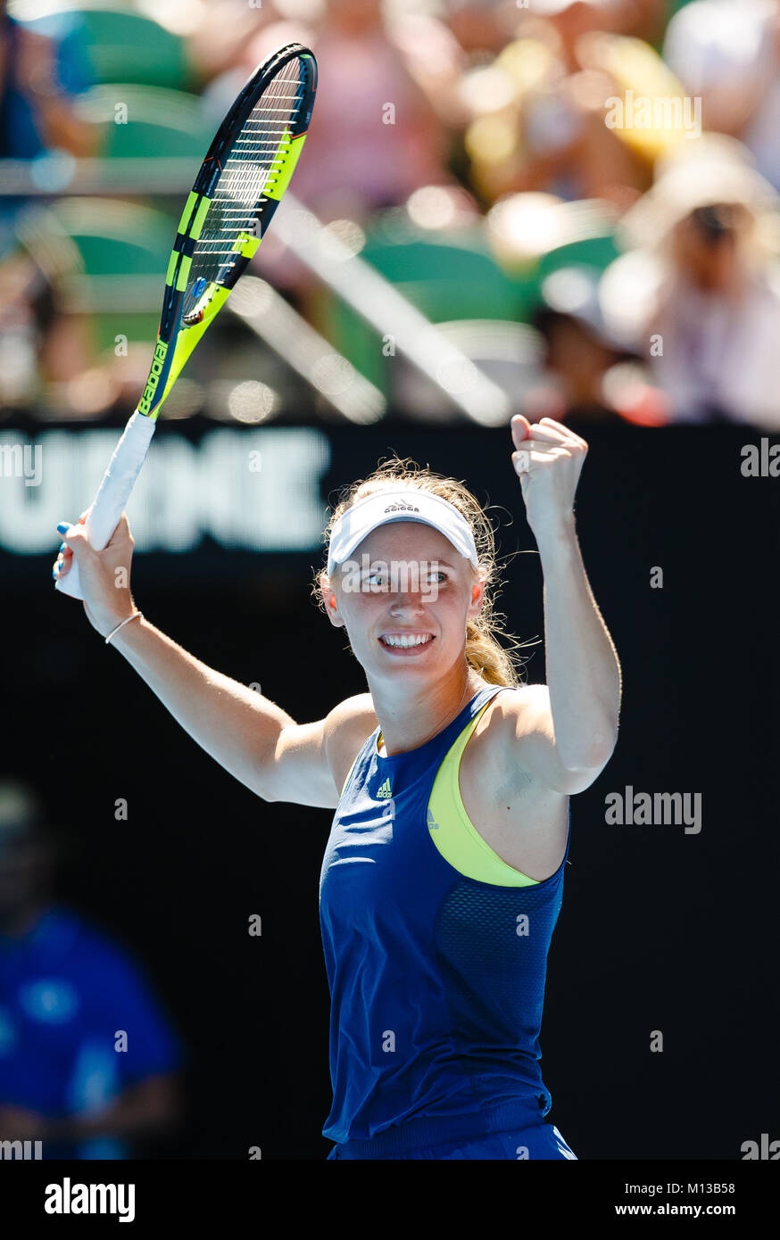 Melbourne, AUS, 26th January 2018: Danish tennis player Caroline Wozniacki in action during her semifinal the 2018 Australian Open at Melbourne Park. Credit: Frank Molter/Alamy Live News Stock Photo
