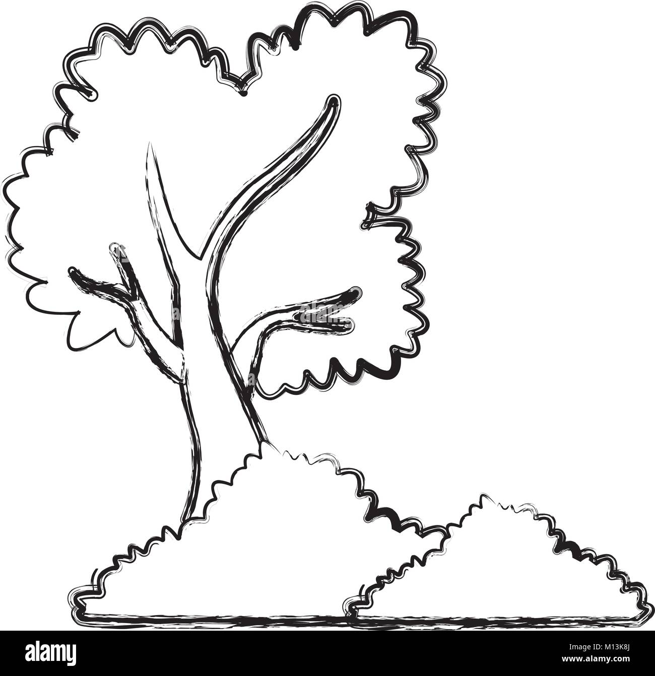 Tree And Bushes Cartoon Stock Vector Image Art Alamy