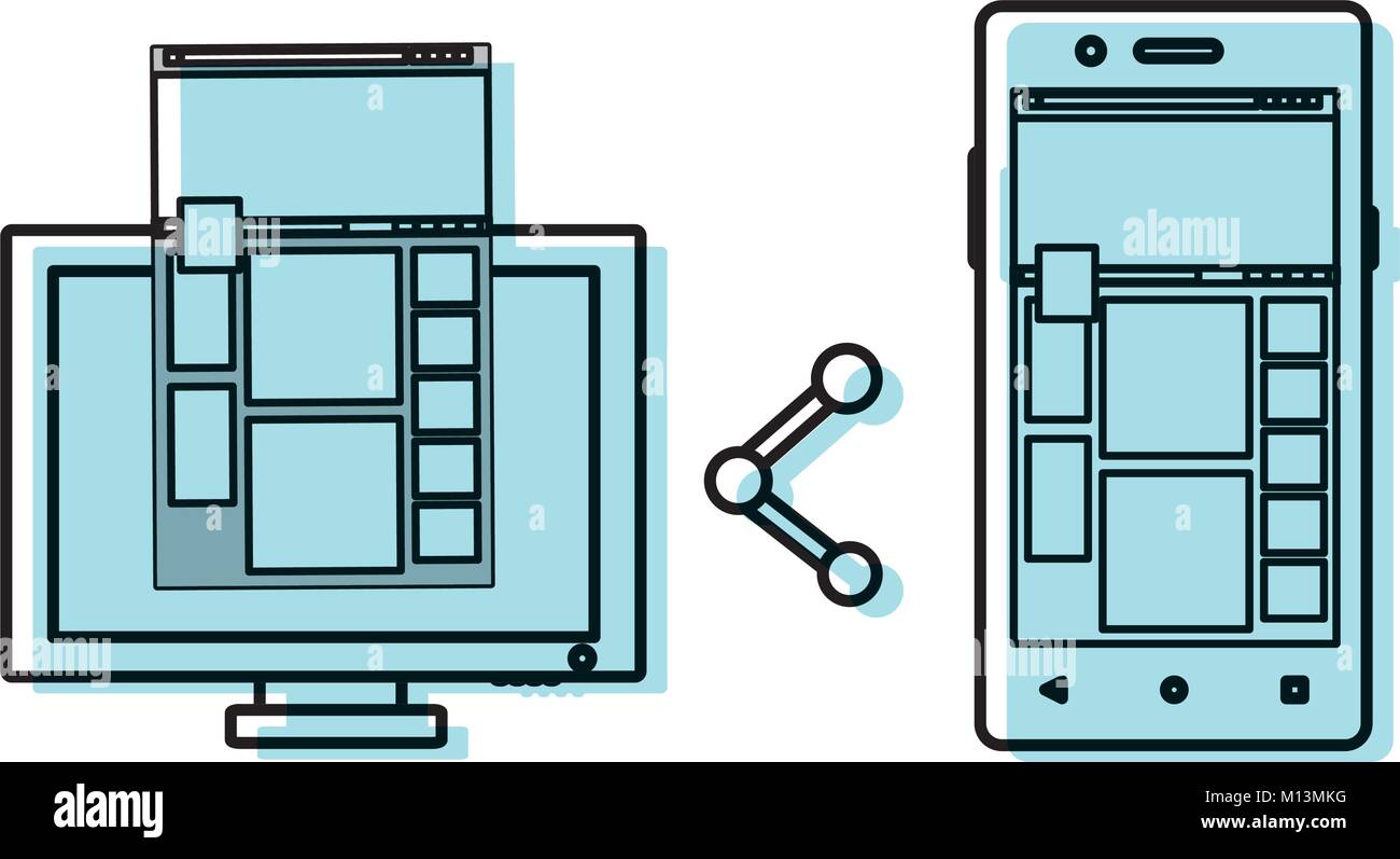 Computer and smartphone of device gadget and technology theme Isolated ...
