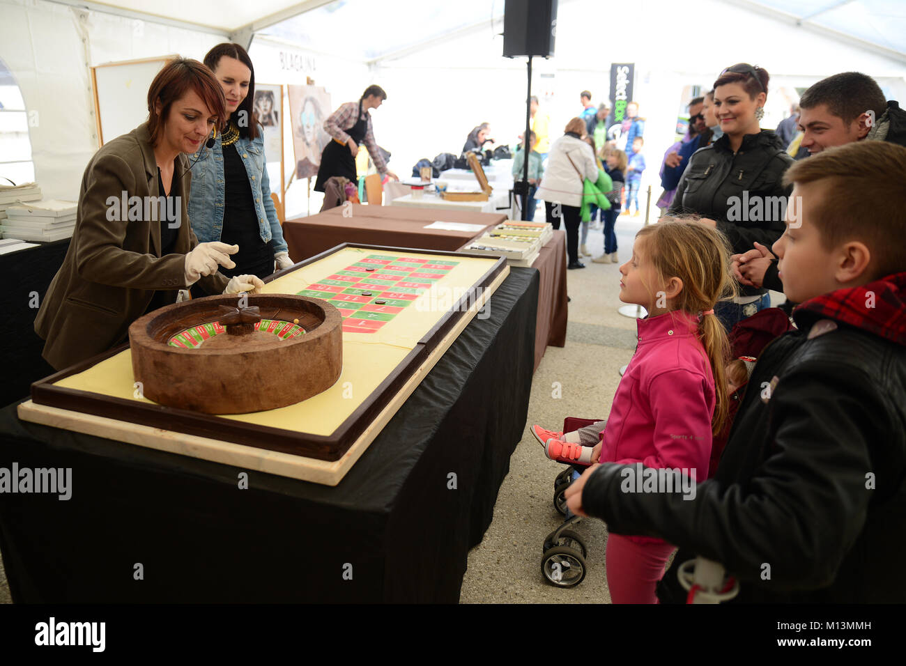 Radovljica, Slovenia on APRIL 22, 2017. Annual chocolate festival, the