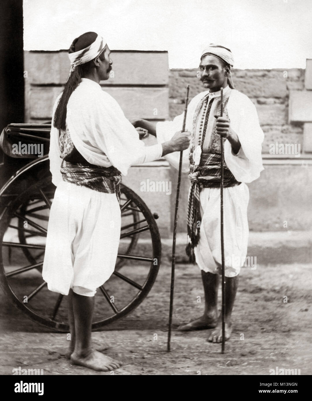 Sais courant, or carriage footmen, Egypt, c.1880's Stock Photo