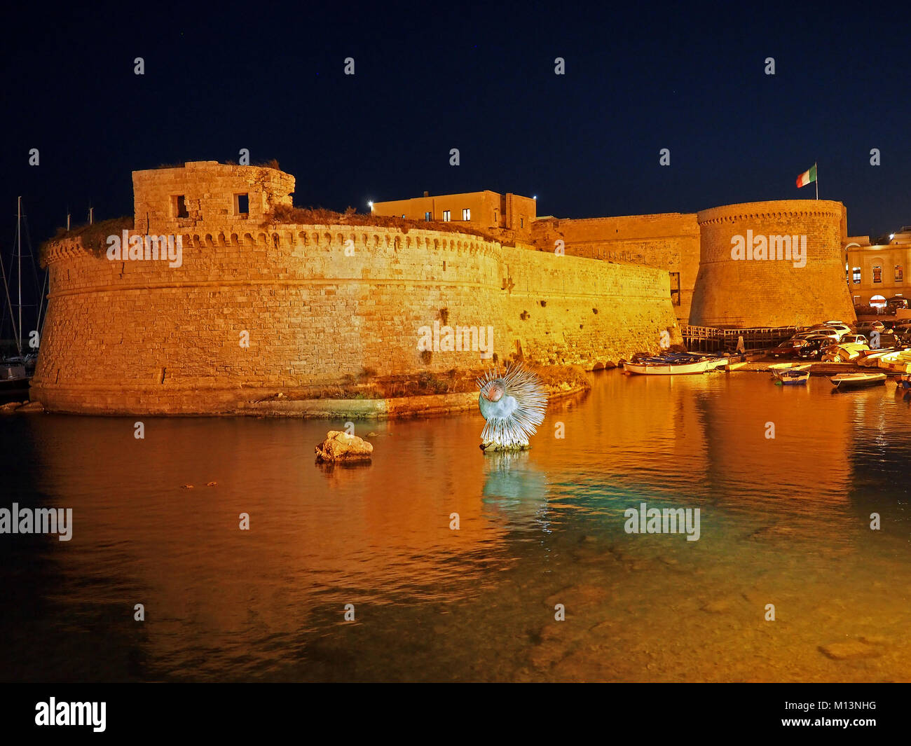 Europe,Italy,Apulia,Salento,Gallipoli,citadel,historical city,harbour and castle,Ionian Sea Stock Photo
