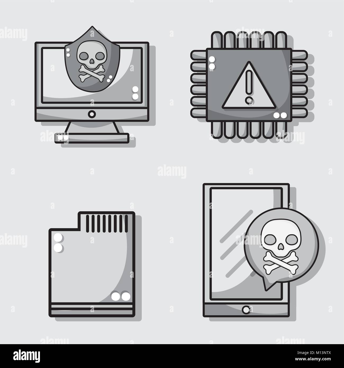 set spectre and meltdown technology virus vector illustration Stock ...