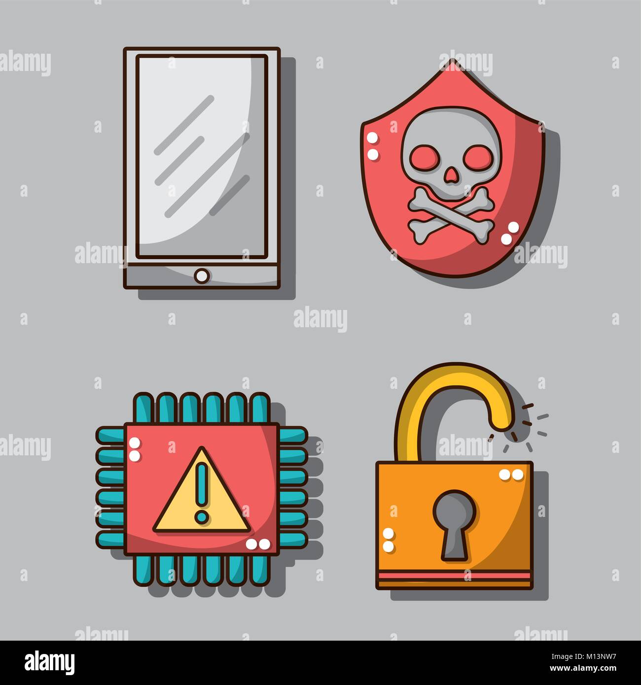 set spectre and meltdown technology virus vector illustration Stock ...