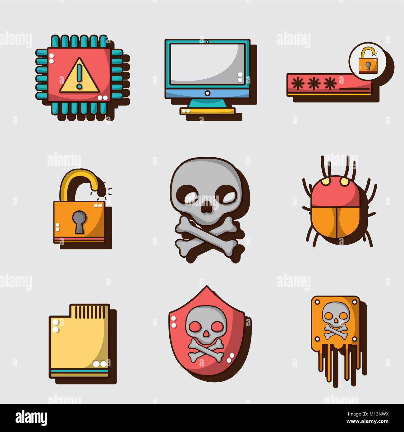 set spectre and meltdown technology virus vector illustration Stock ...
