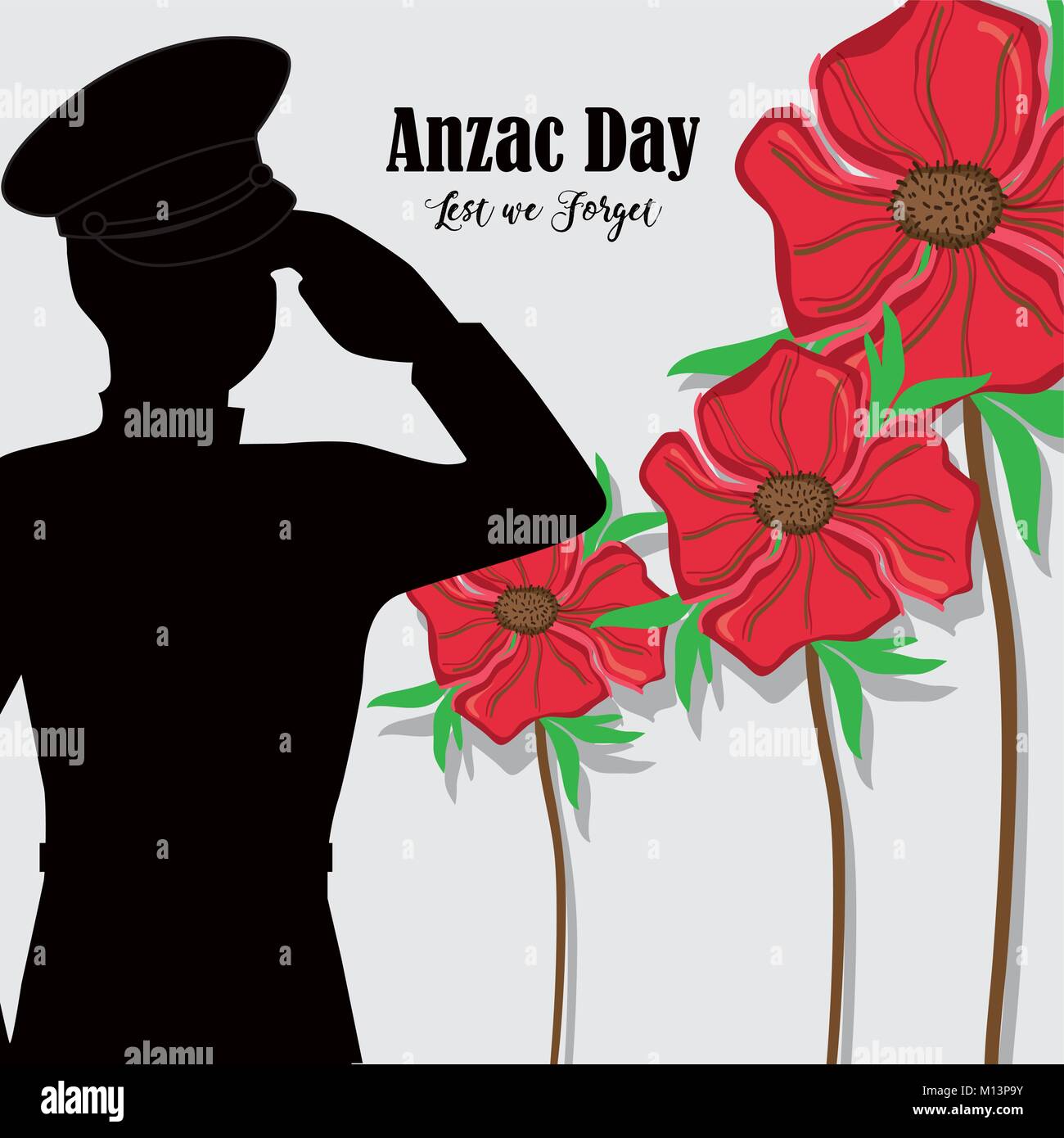 Flowers With Soldier Army To Anzac Day Vector Illustration Stock Vector Image Art Alamy