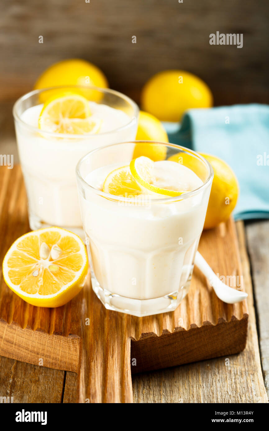 Lemon and whipped cream mousse Stock Photo Alamy
