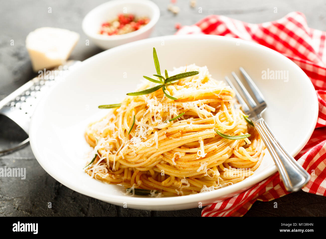 Pasta with tomato sauce and cheese Stock Photo - Alamy