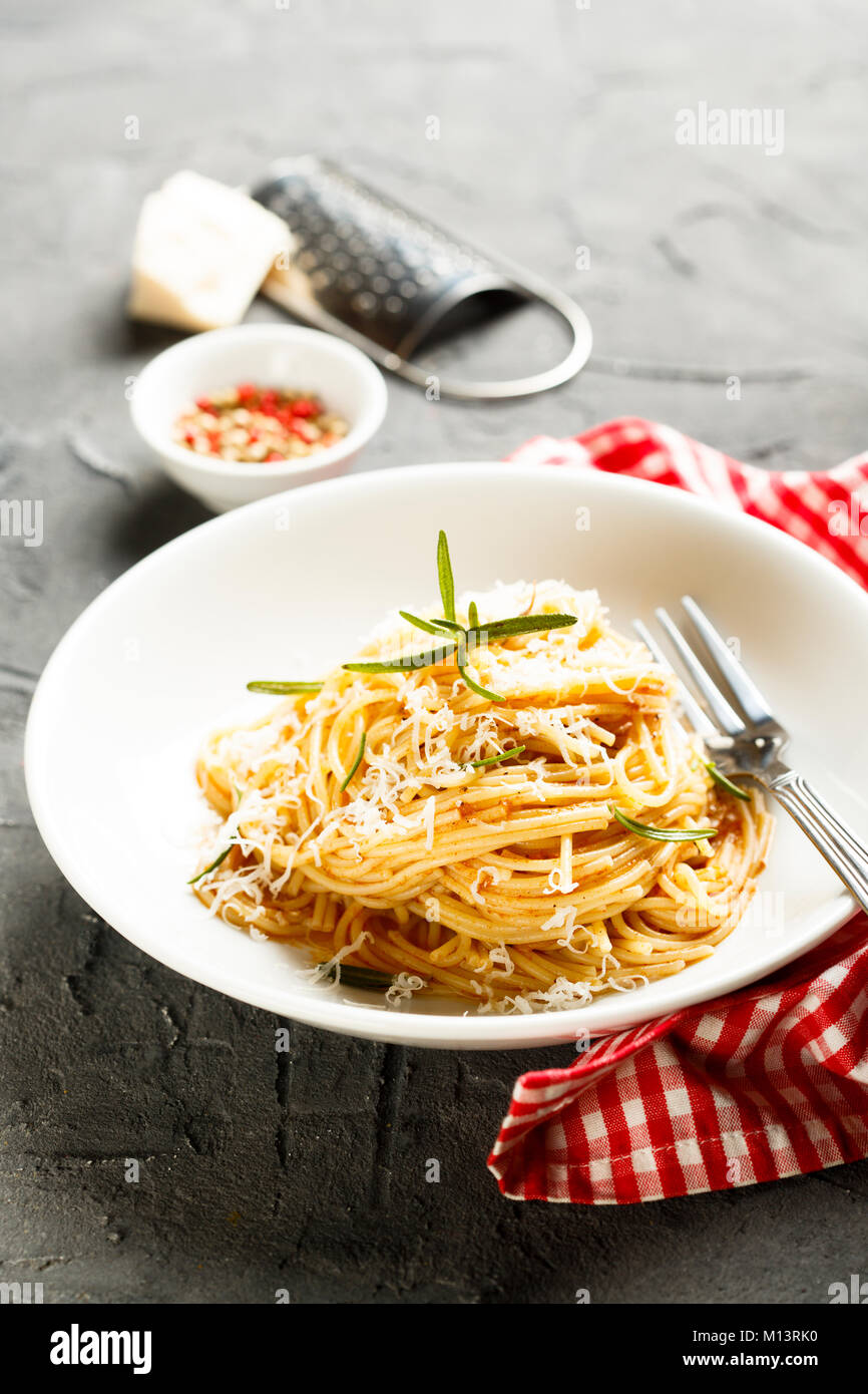 Pasta with tomato sauce and cheese Stock Photo - Alamy