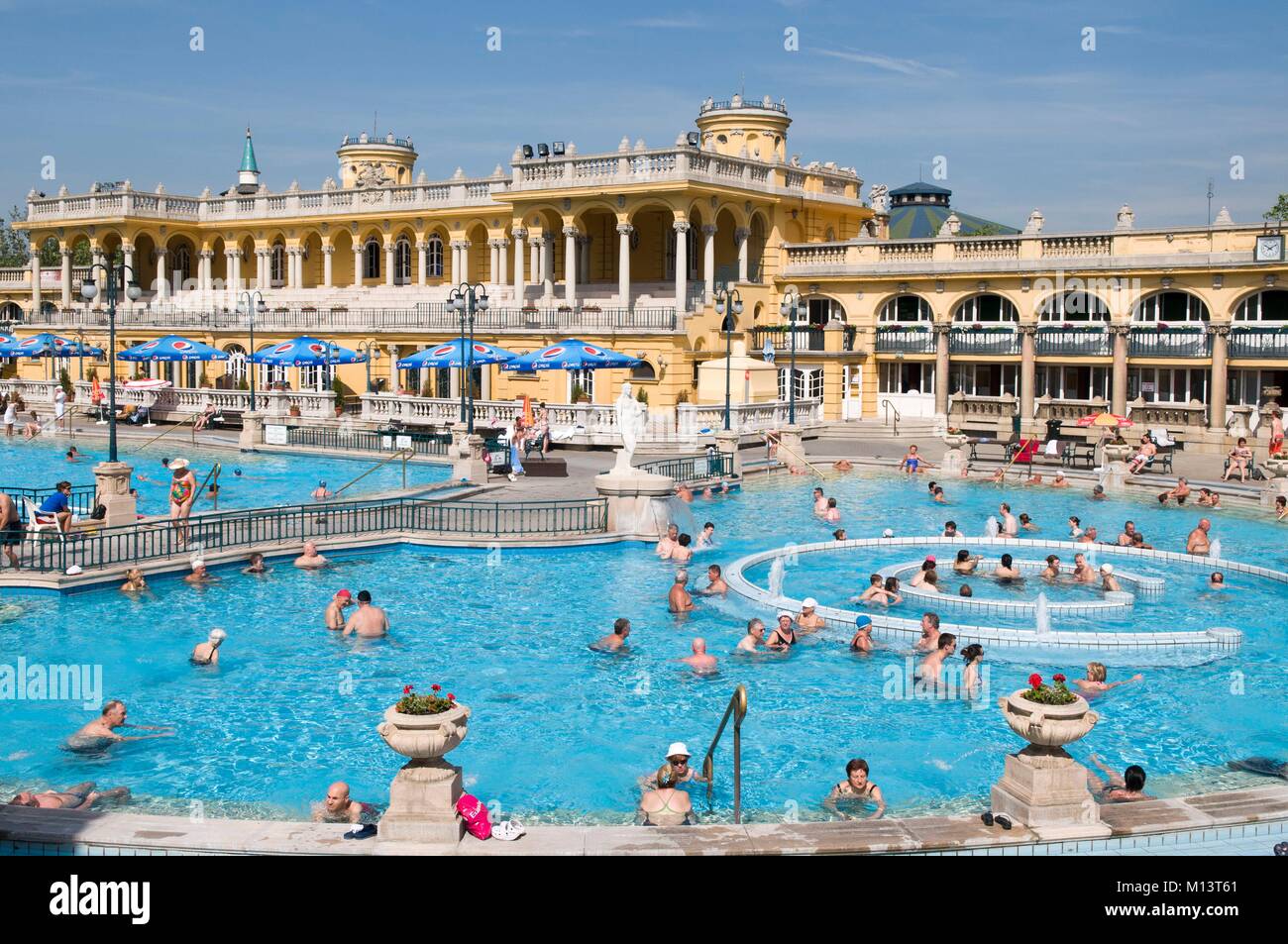 Hungary, Budapest, Pest, Varosliget, Szechenyi Baths Stock Photo