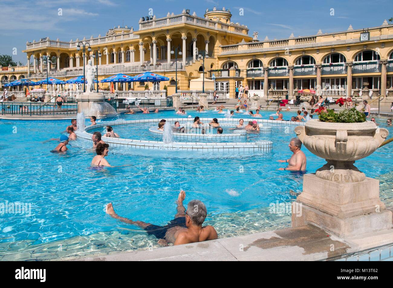 Hungary, Budapest, Pest, Varosliget, Szechenyi Baths Stock Photo