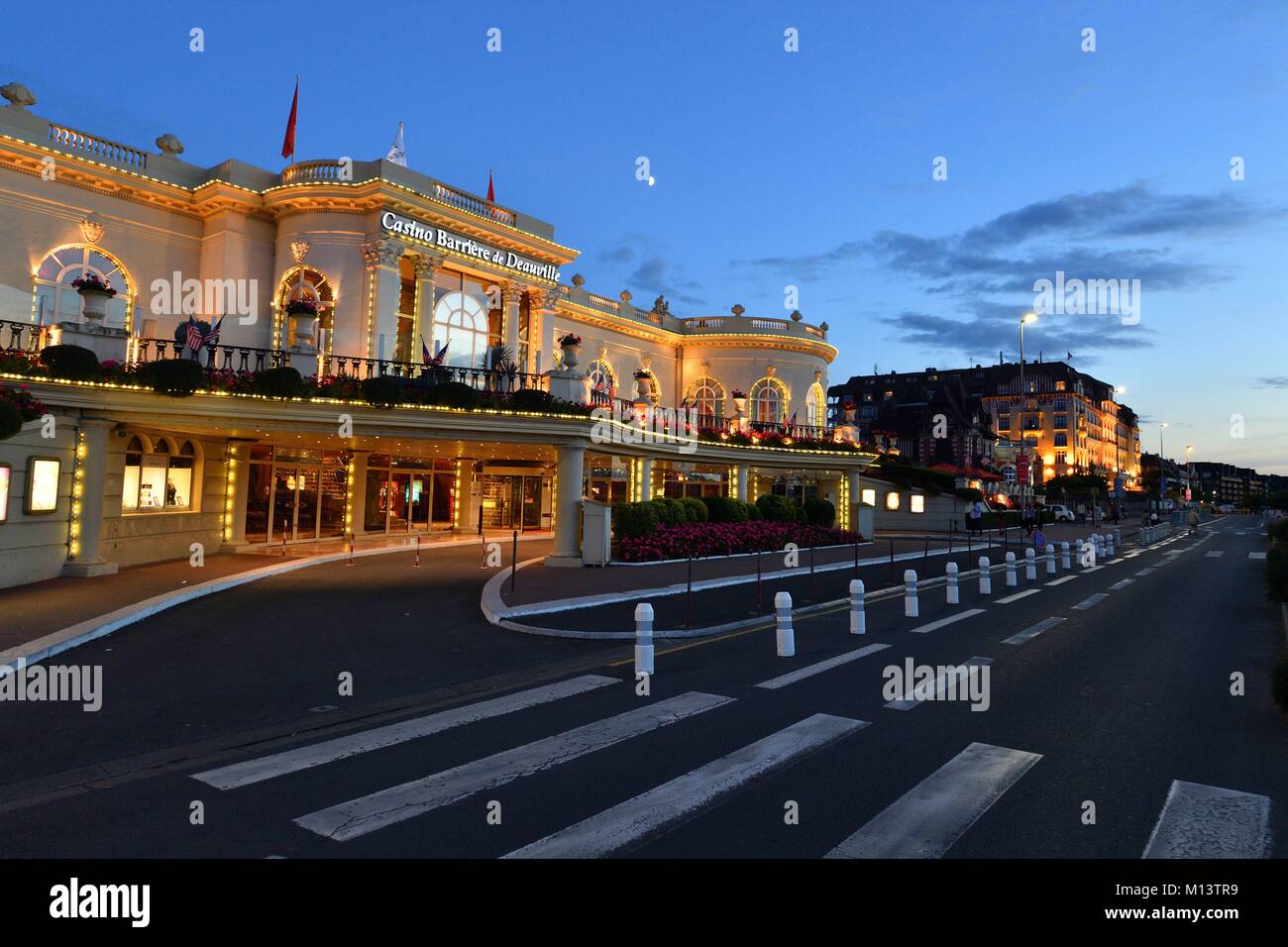 France, Calvados, Pays d'Auge, Deauville, the Casino Barriere, of Lucien Barriere Group, is a prestigious classic style casino founded in 1912 Stock Photo