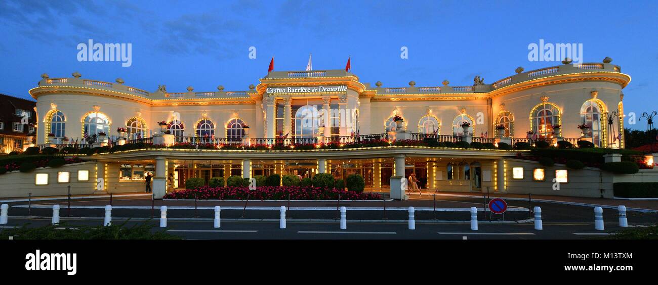 France, Calvados, Pays d'Auge, Deauville, the Casino Barriere, of Lucien Barriere Group, is a prestigious classic style casino founded in 1912 Stock Photo