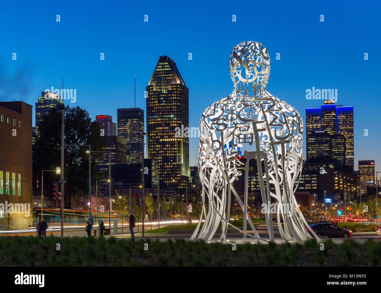 Sculpture downtown montreal quebec canada hires stock photography and