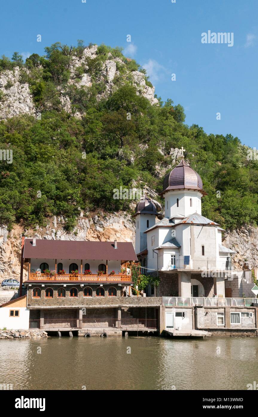 Romania, Dubova, Danube, Iron Gates, Mraconia Monastery Stock Photo