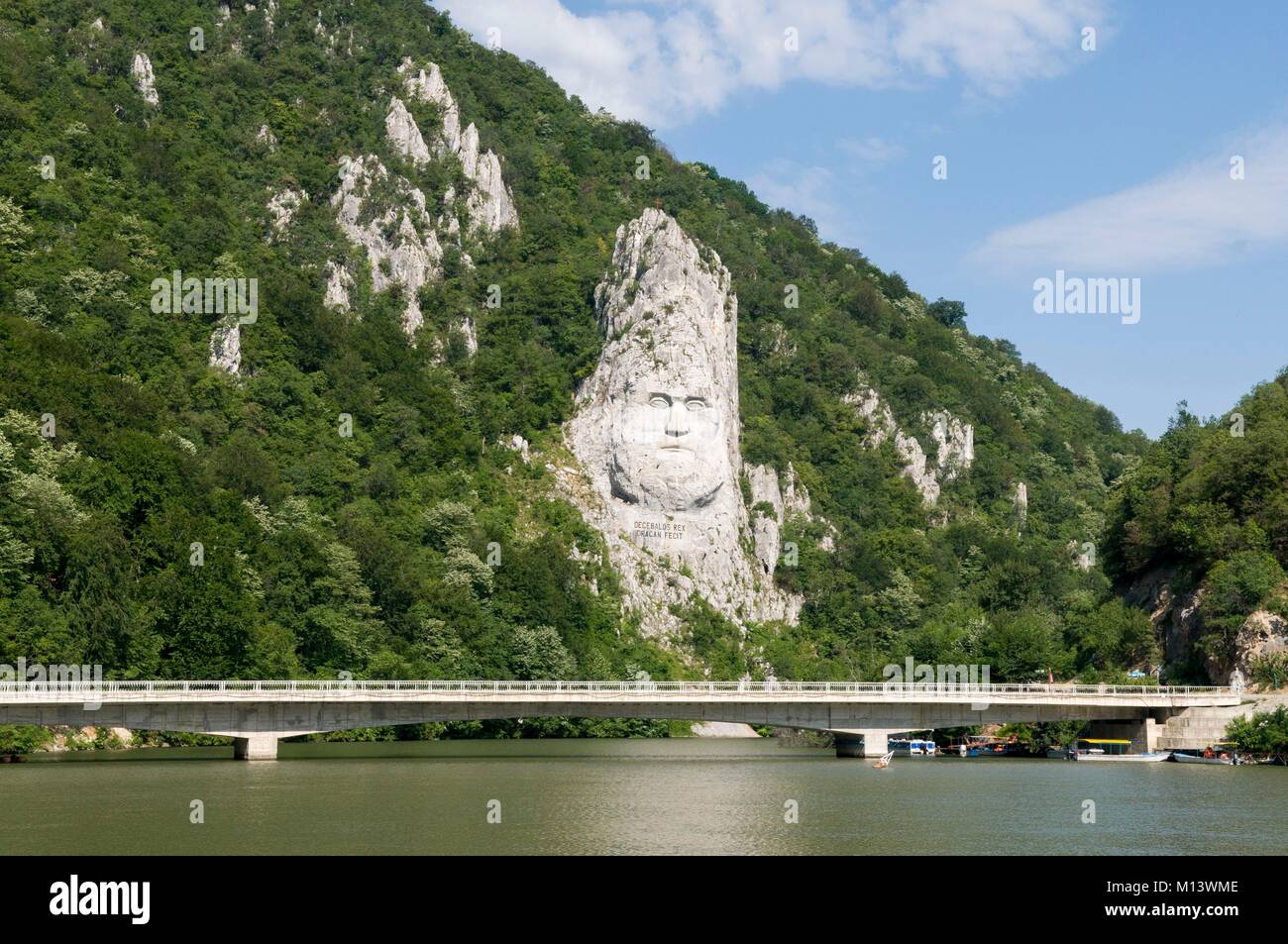 Romania, Dubova, Danube, Iron Gates, Giant Sculpture of Decebalus Stock Photo