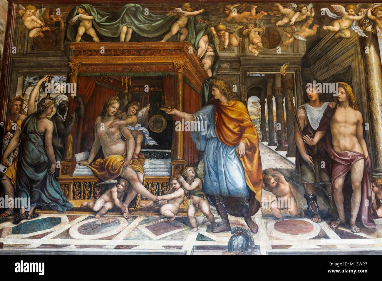 Italy, Latium, Rome, historic centre listed as World Heritage by UNESCO, Farnesina villa, Sodoma frescos about Alexander the Great Stock Photo