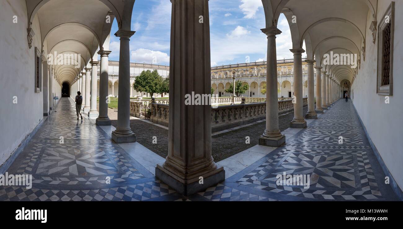 Italy, Campania, Naples, historic centre listed as World Heritage by UNESCO, San Martino museum, the cloister Stock Photo