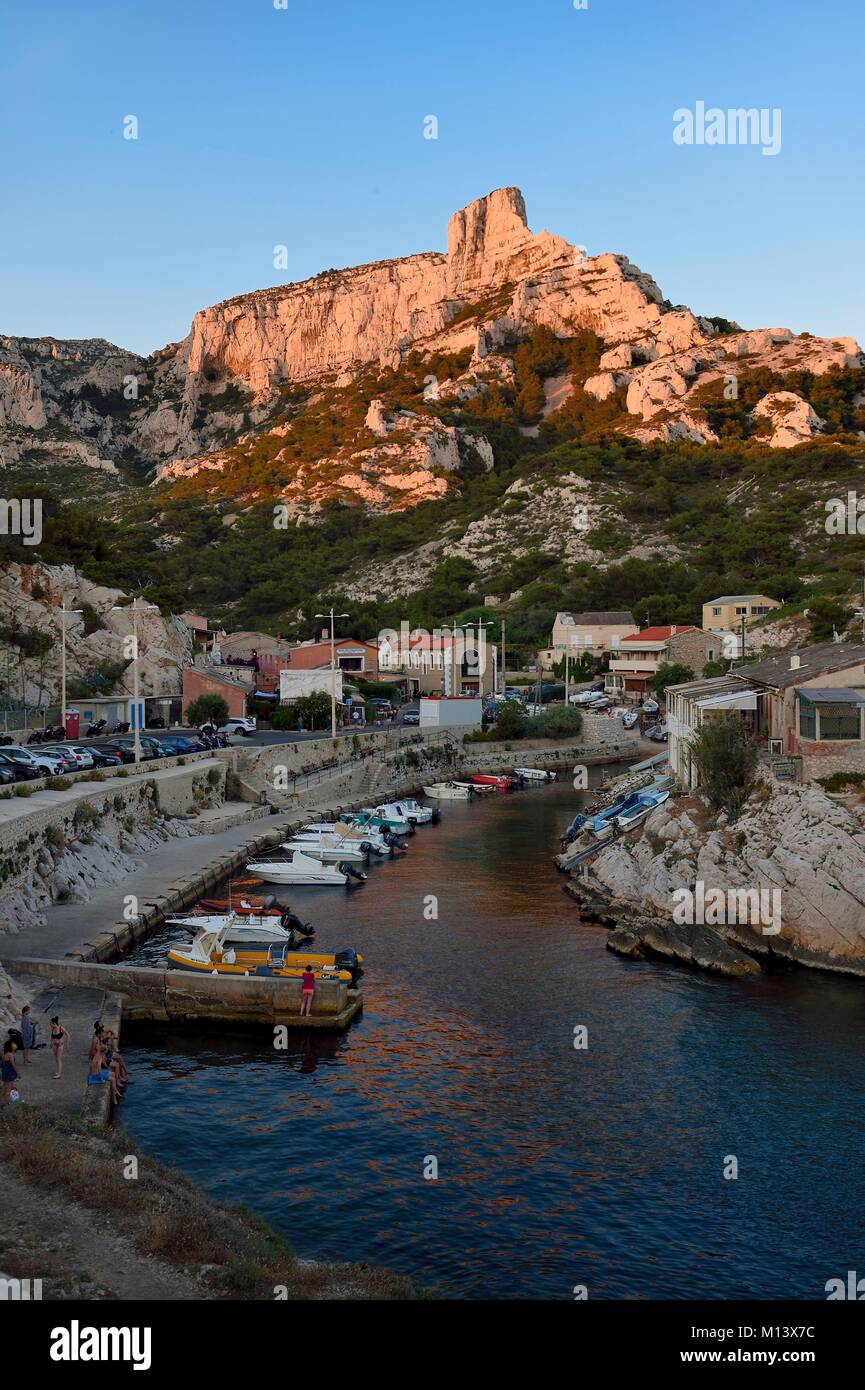 France, Bouches du Rhone, Marseille, National Park of the Calanques, Callelongue harbour Stock Photo