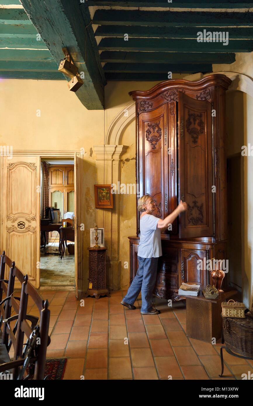 France, Bouches du Rhone, Arles, the hotel de Vernon (18th century mansion) property of the Dervieux family for four generations, 3,40 meter buffet Stock Photo