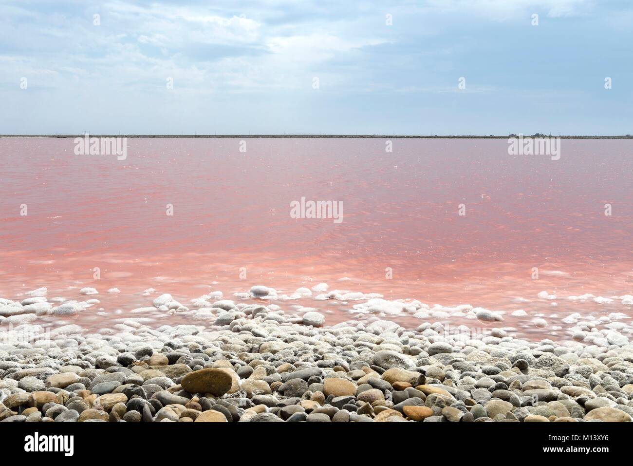 France, Bouches du Rhone, Camargue, Salin de Giraud, the salins du Midi salt marsh, salt deposits Stock Photo