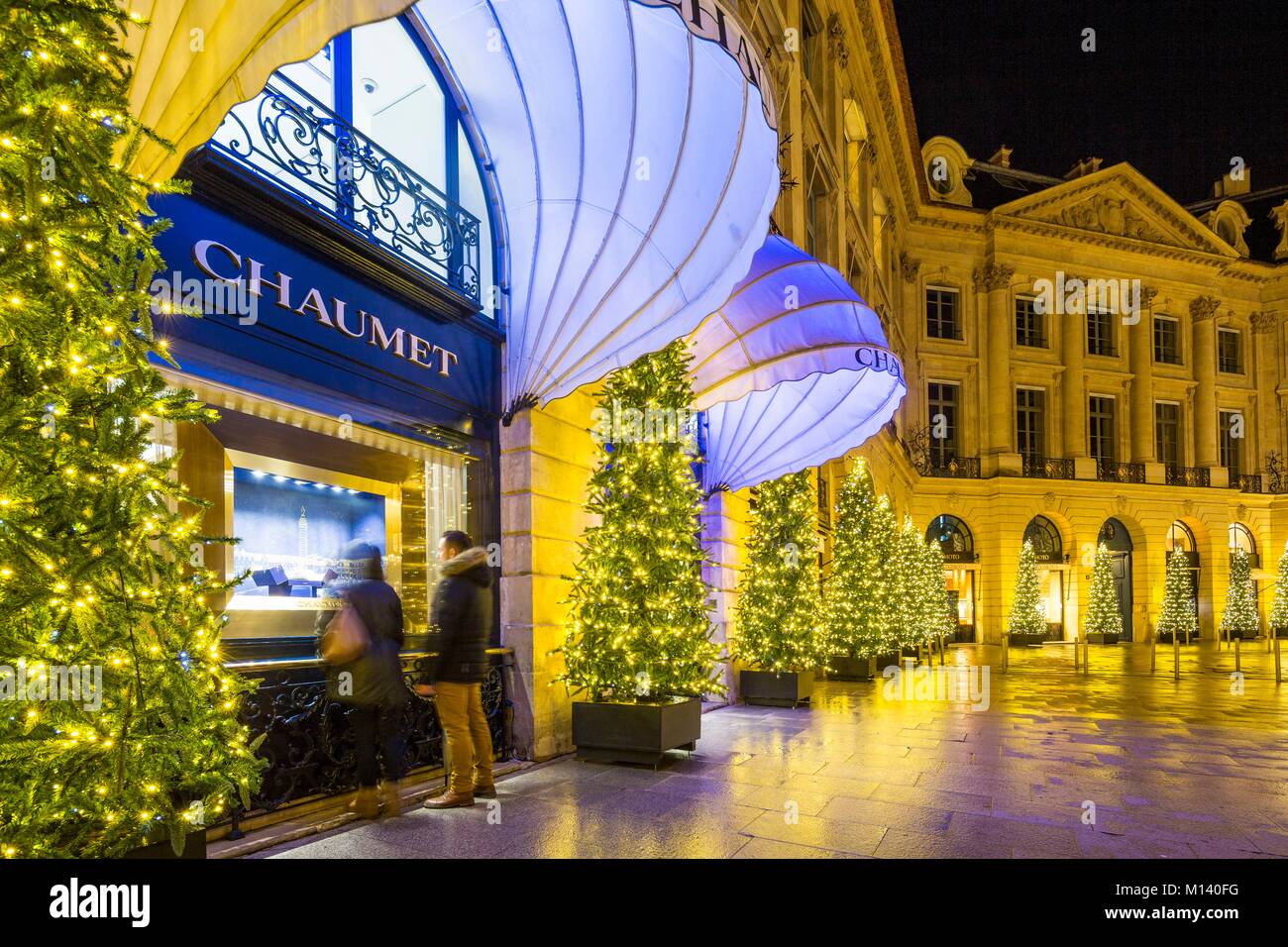 France, Paris, Place Vendome and Christmas lights Stock Photo Alamy