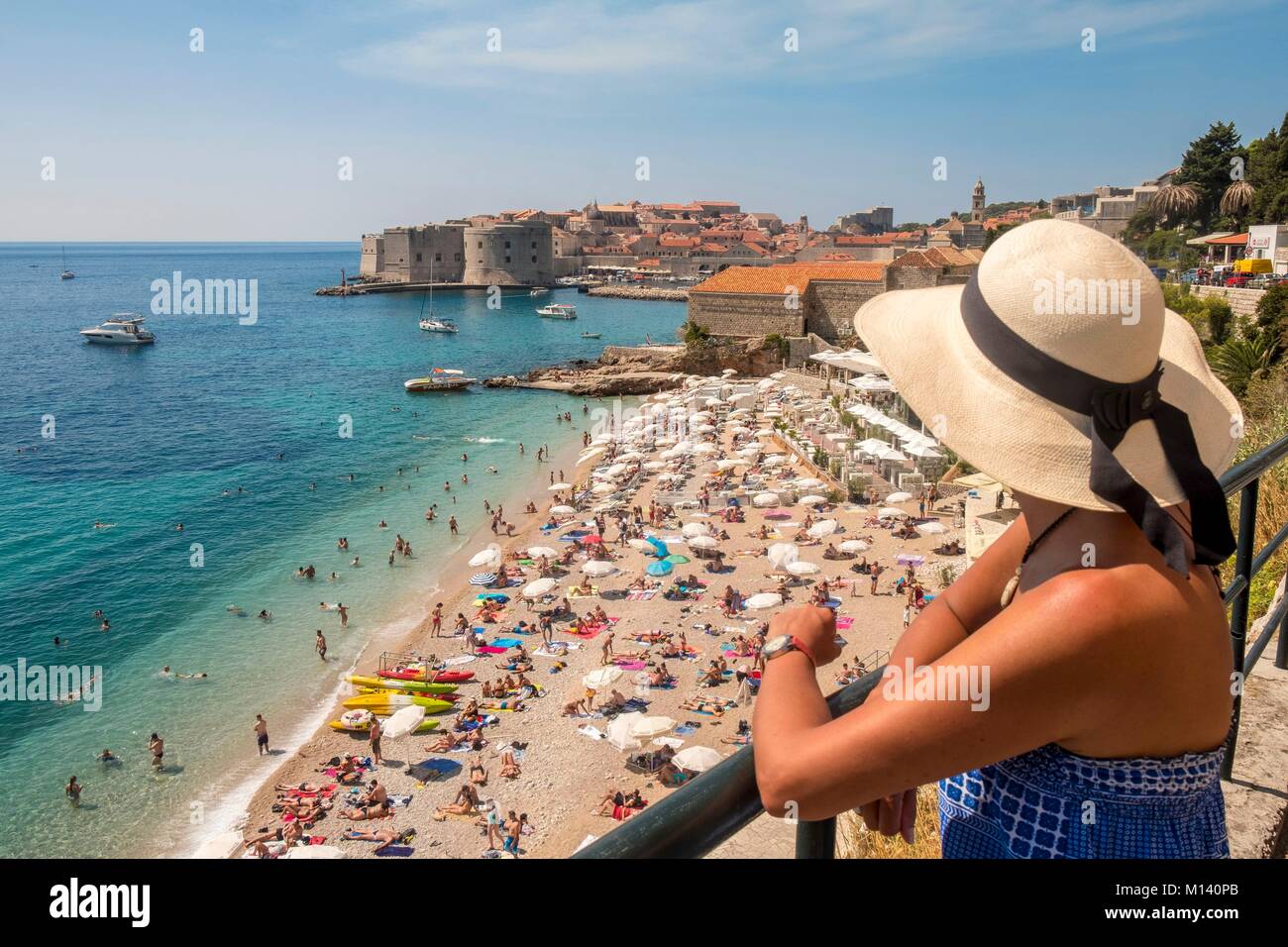 Croatia, Central Dalmatia, Dalmatian coast, Dubrovnik, Banje beach Stock Photo