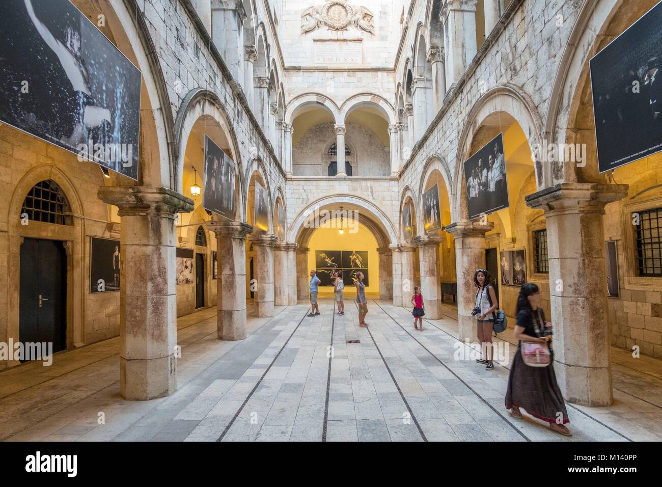 Croatia, Central Dalmatia, Dalmatian coast, Dubrovnik, lHistoric Centre listed as World Heritage by UNESCO, Sponza Palace Stock Photo