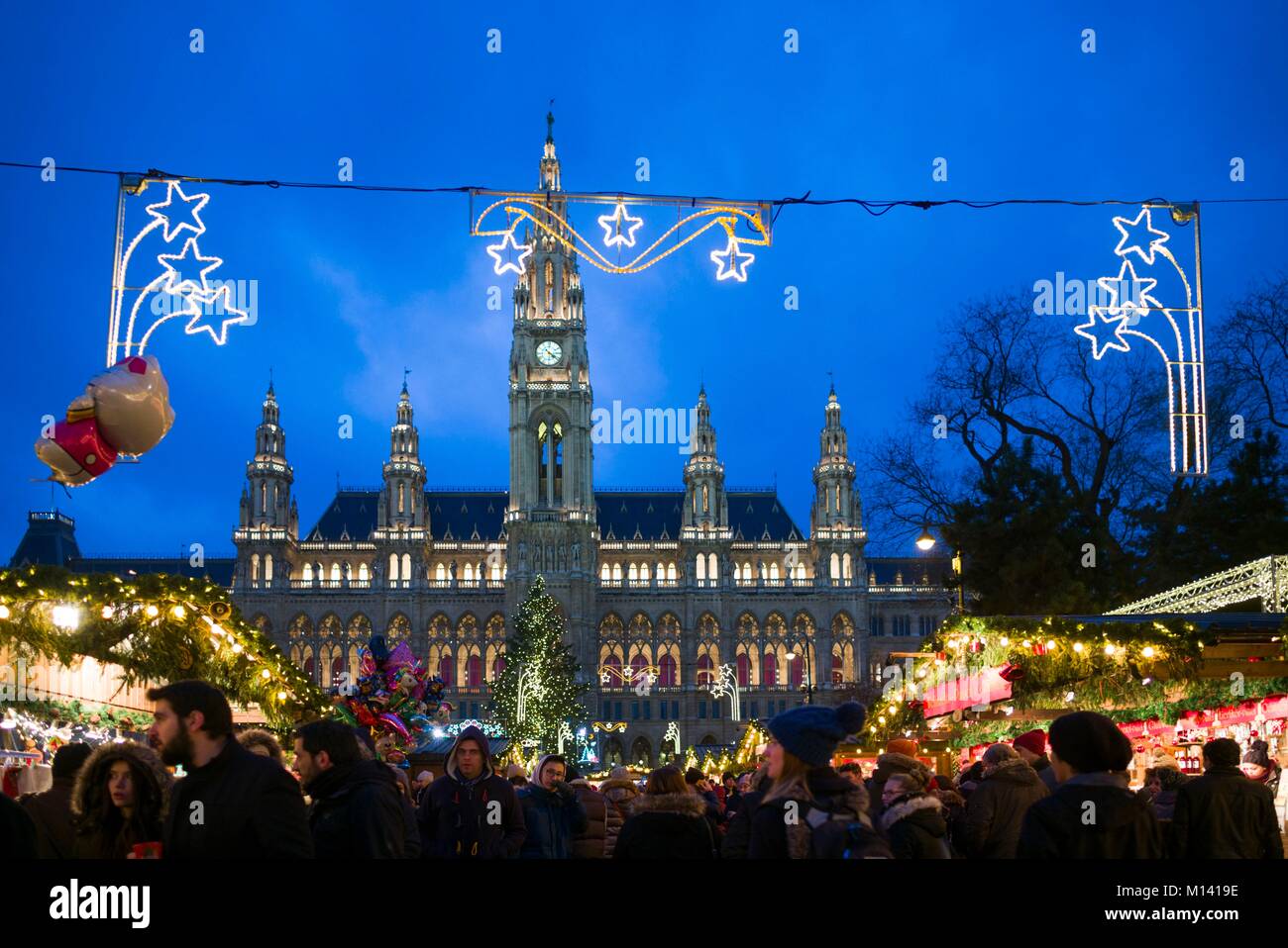 Austria Vienna Rathausplatz Christmas Market By Town Hall Evening austria-vienna-rathausplatz-christmas-market-by-town-hall-evening