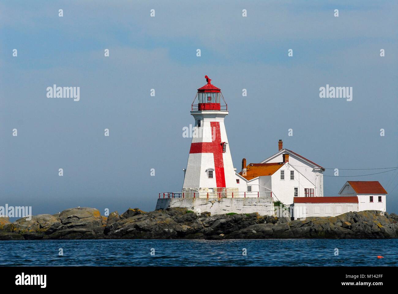 Canada, New Brunswick, Saint Andrews, Campobello Island, Passamaquoddy Bay, East Quoddy Head Lighthouse Stock Photo