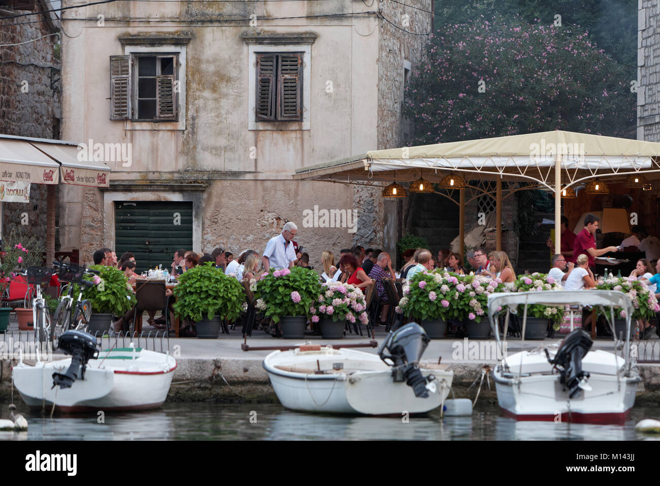 Restaurants and bars in Hvar island, Croatia Stock Photo