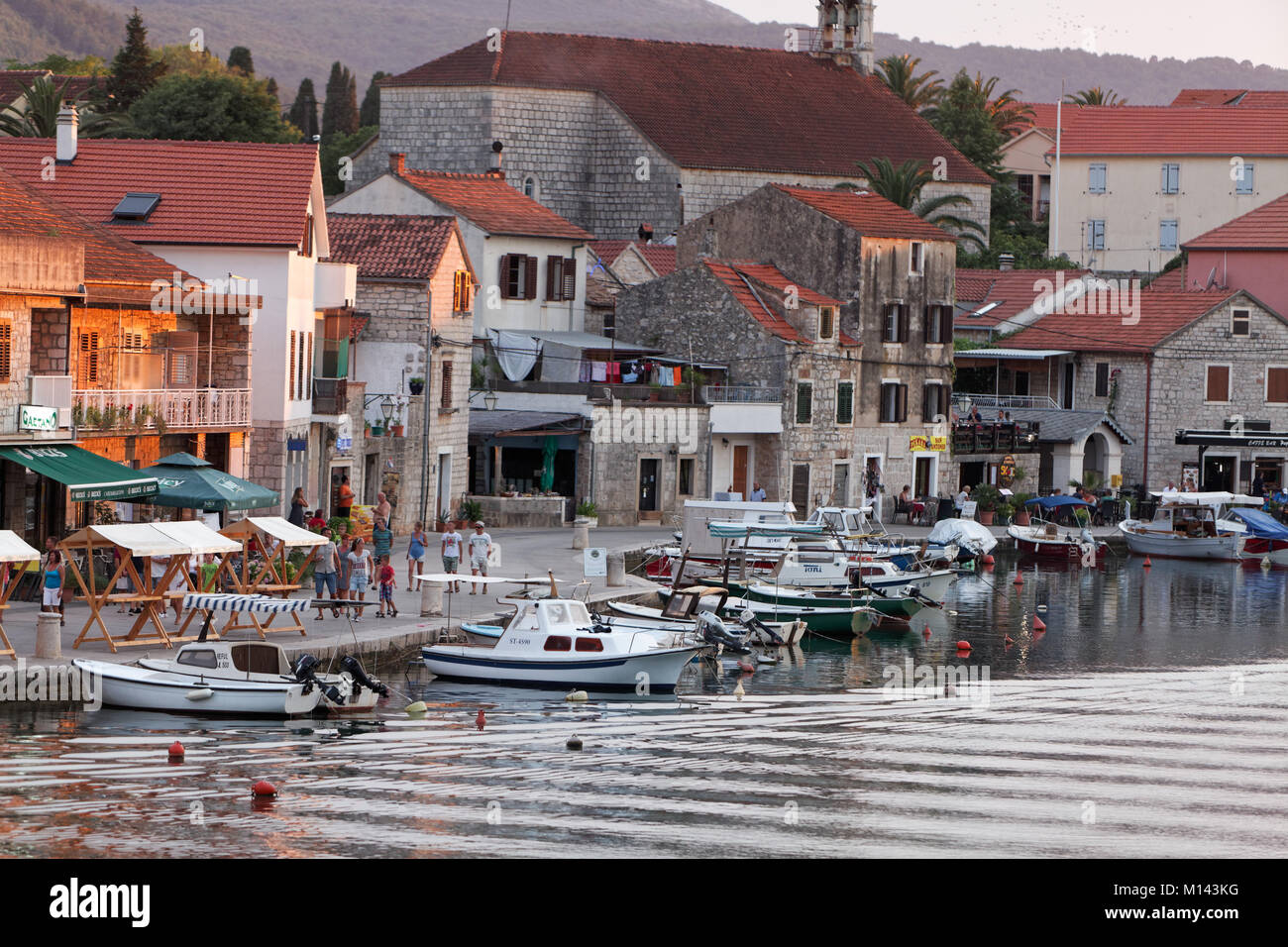 Evening in Vrboska on Hvar Island, roatia Stock Photo