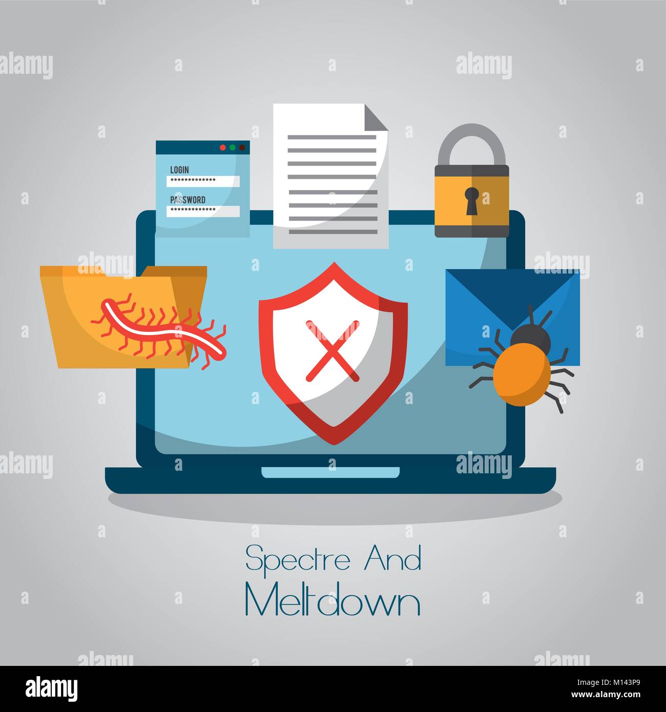spectre and meltdown computer cyber attack protection Stock Vector ...