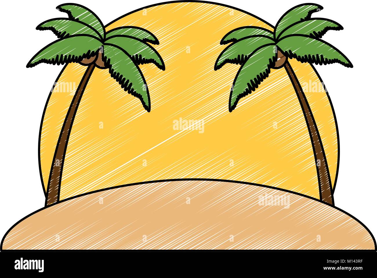 beach with palms scene vector illustration design Stock Vector Image ...