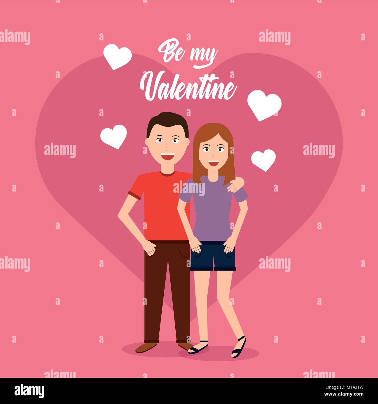 Couple Hugging Valentine Card Heart Background Stock Vector Image And Art Alamy