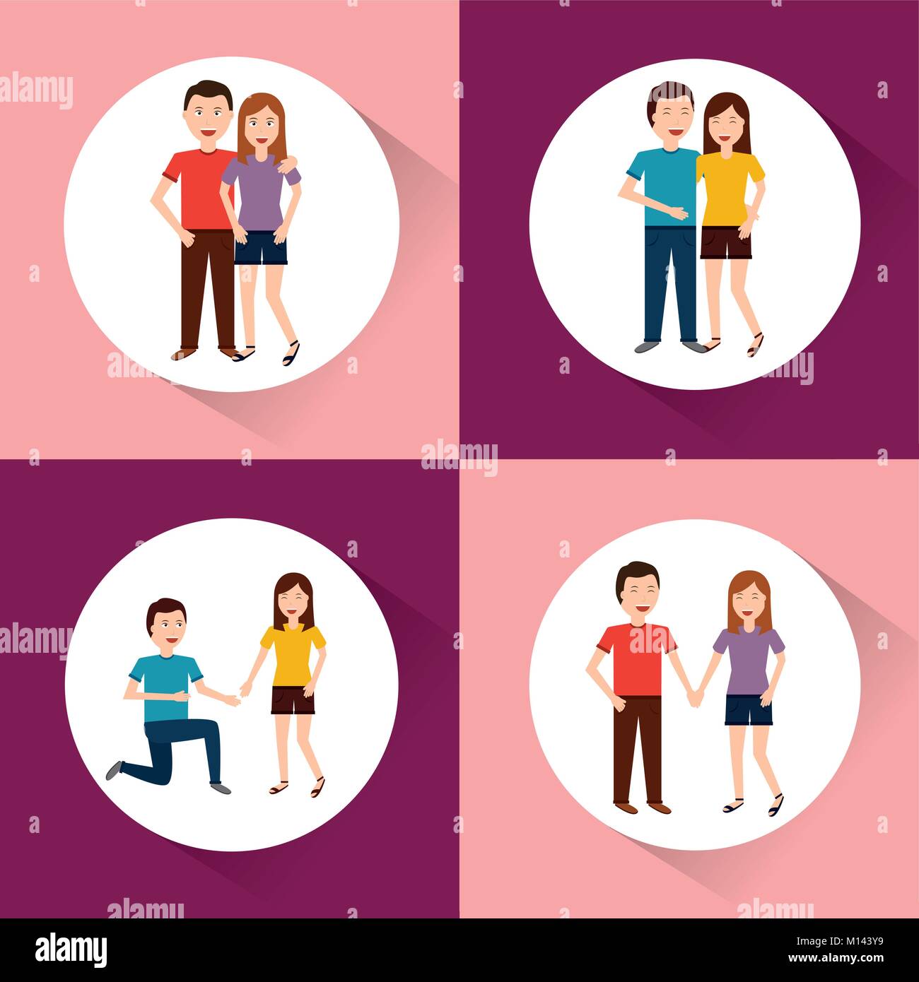 set of of couples characters in different situations and poses romantic ...