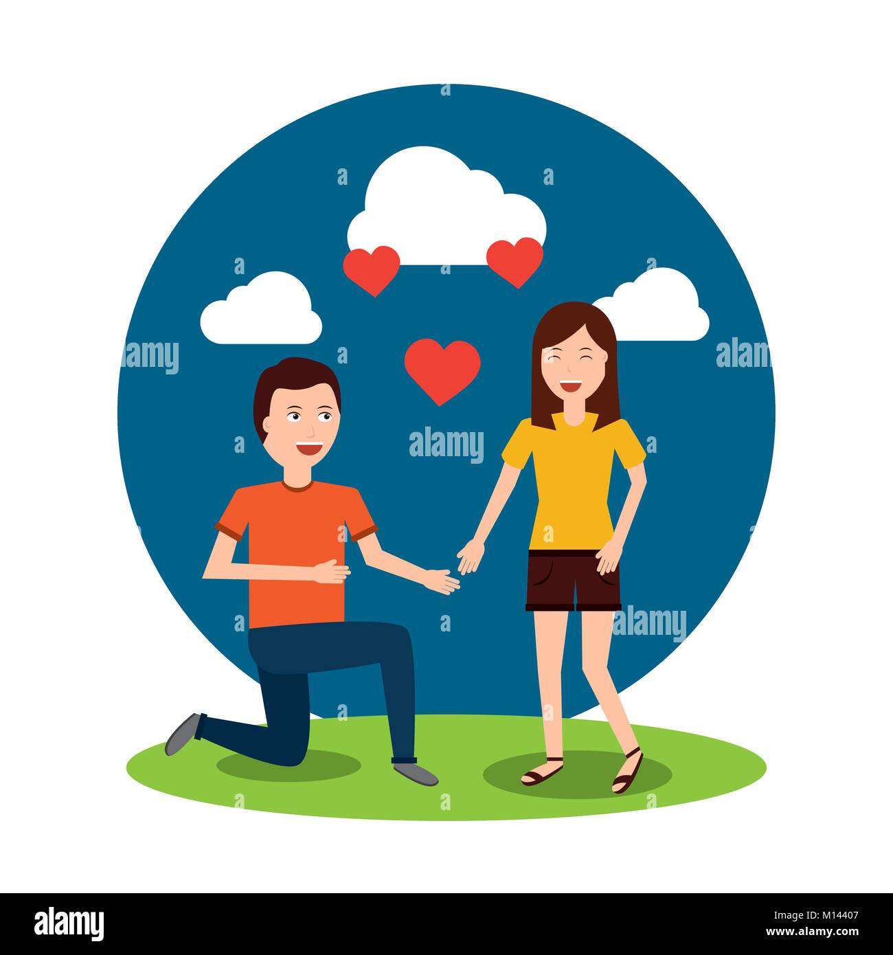 happy man on his knee proposal woman valentines day Stock Vector Image ...