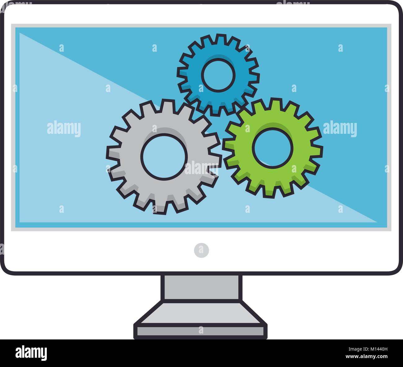 computer display with gears vector illustration design Stock Vector ...