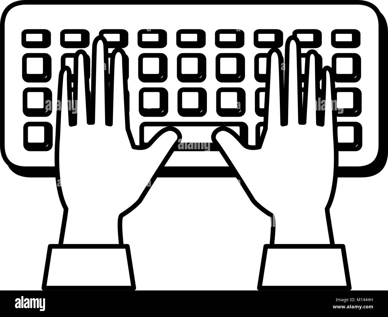 Desktop Computer Keyboard Hand Pattern computer keyboard with hands user vector illustration design Stock ...