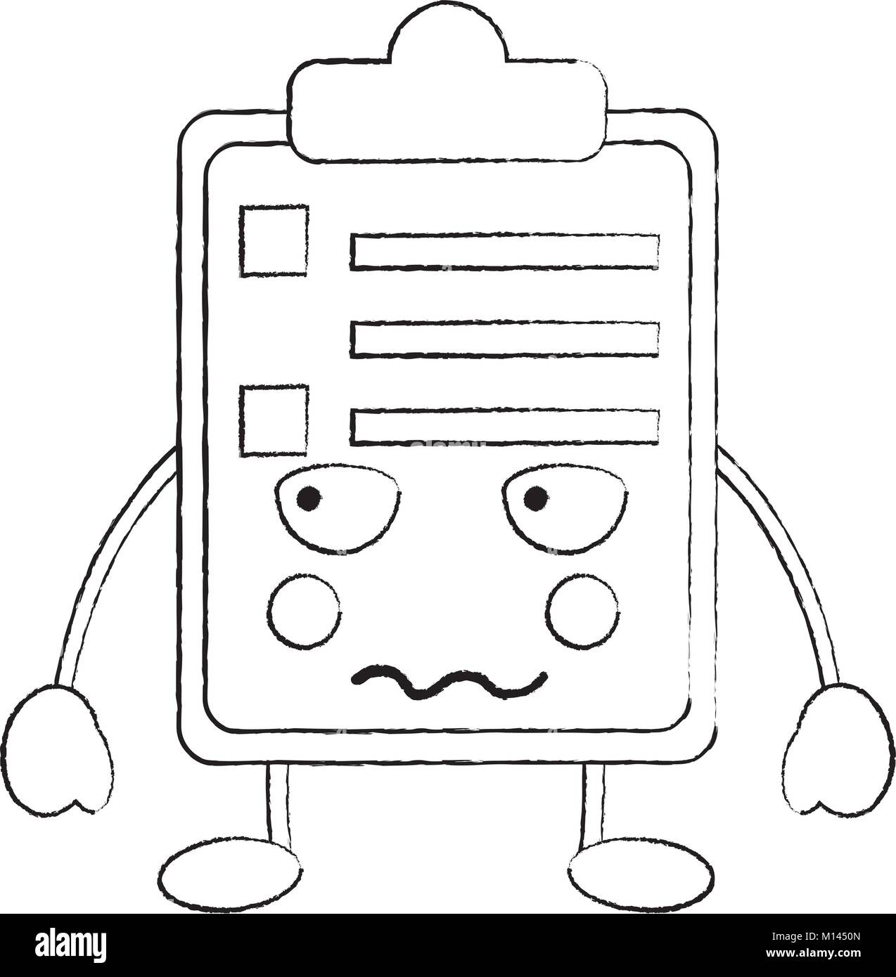 paper sad clipboard kawaii character cartoon Stock Vector Image & Art ...