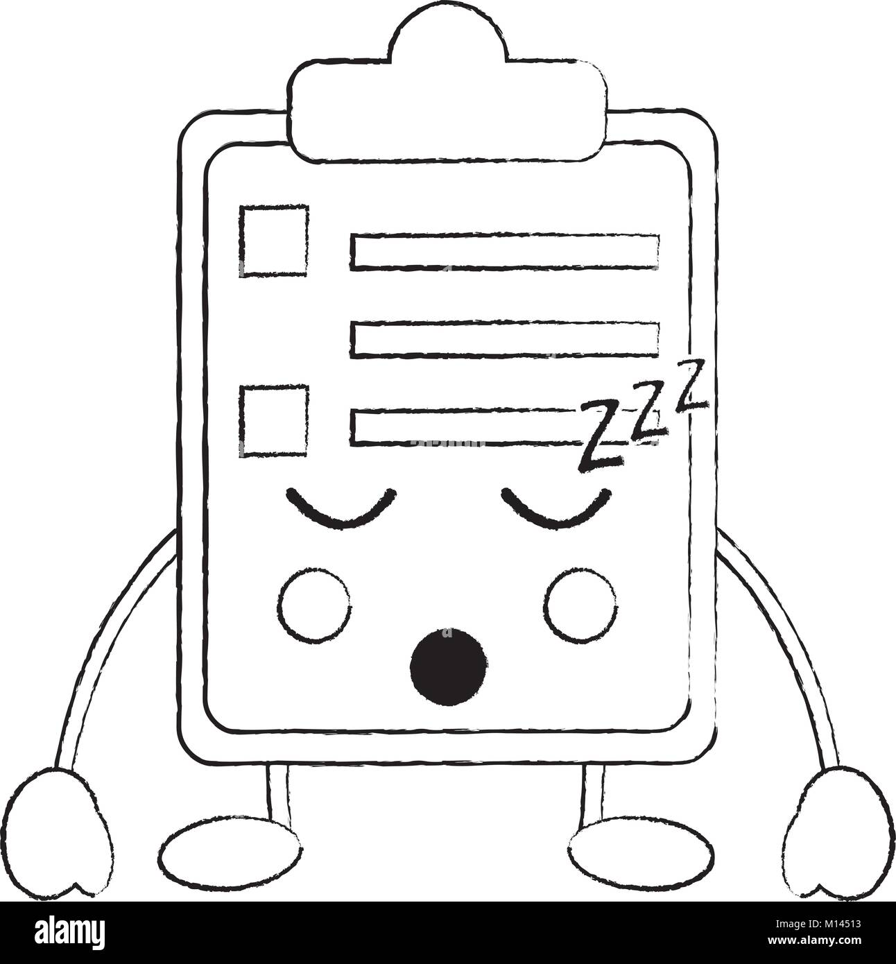 paper sleep clipboard kawaii character cartoon Stock Vector Image & Art ...