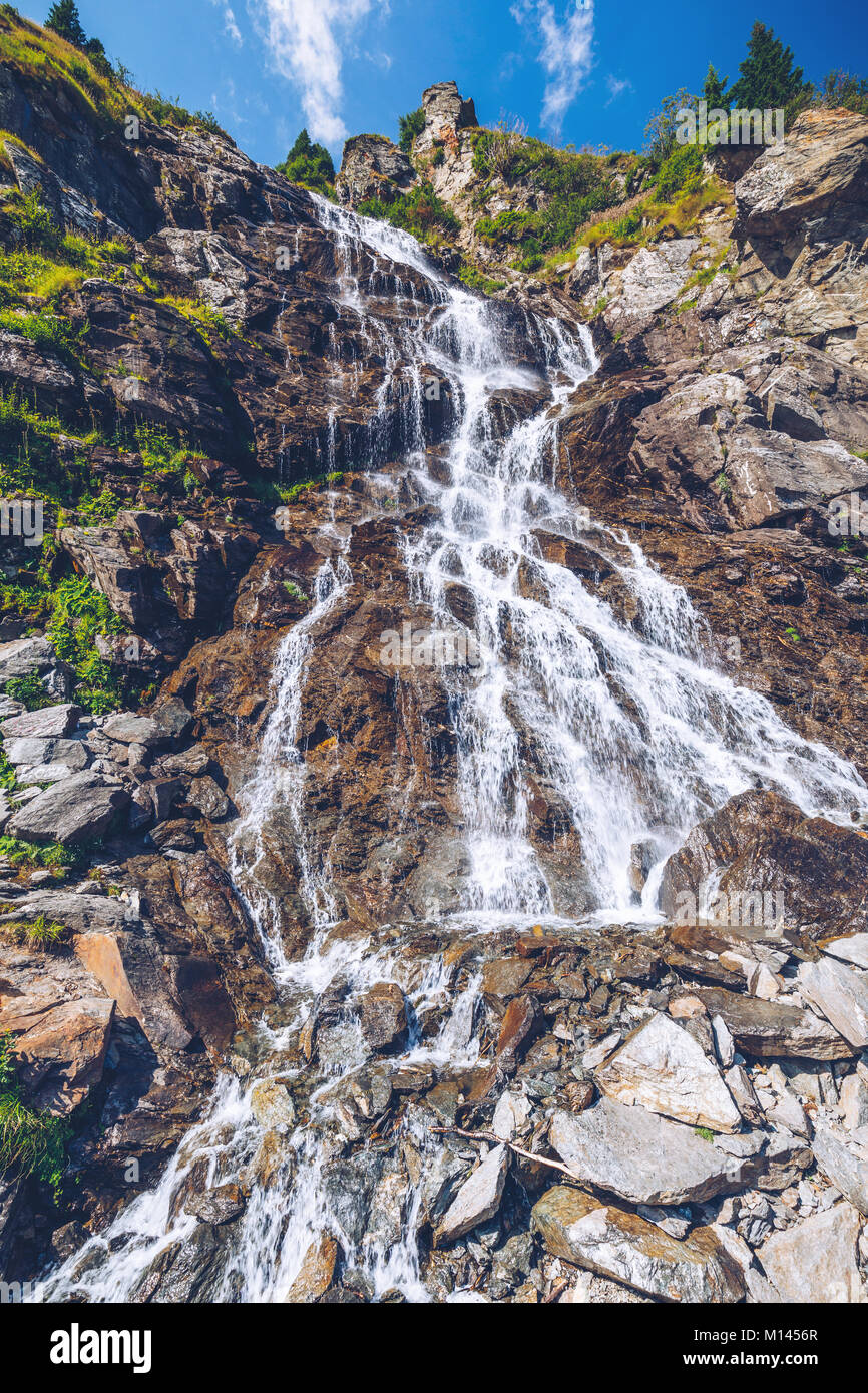 Capra waterfall in Fagaras mountains, Romania Stock Photo