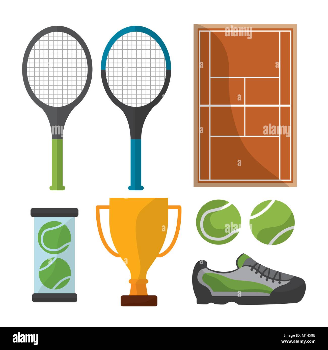 tennis sport equipment trophy court icons Stock Vector Image & Art - Alamy