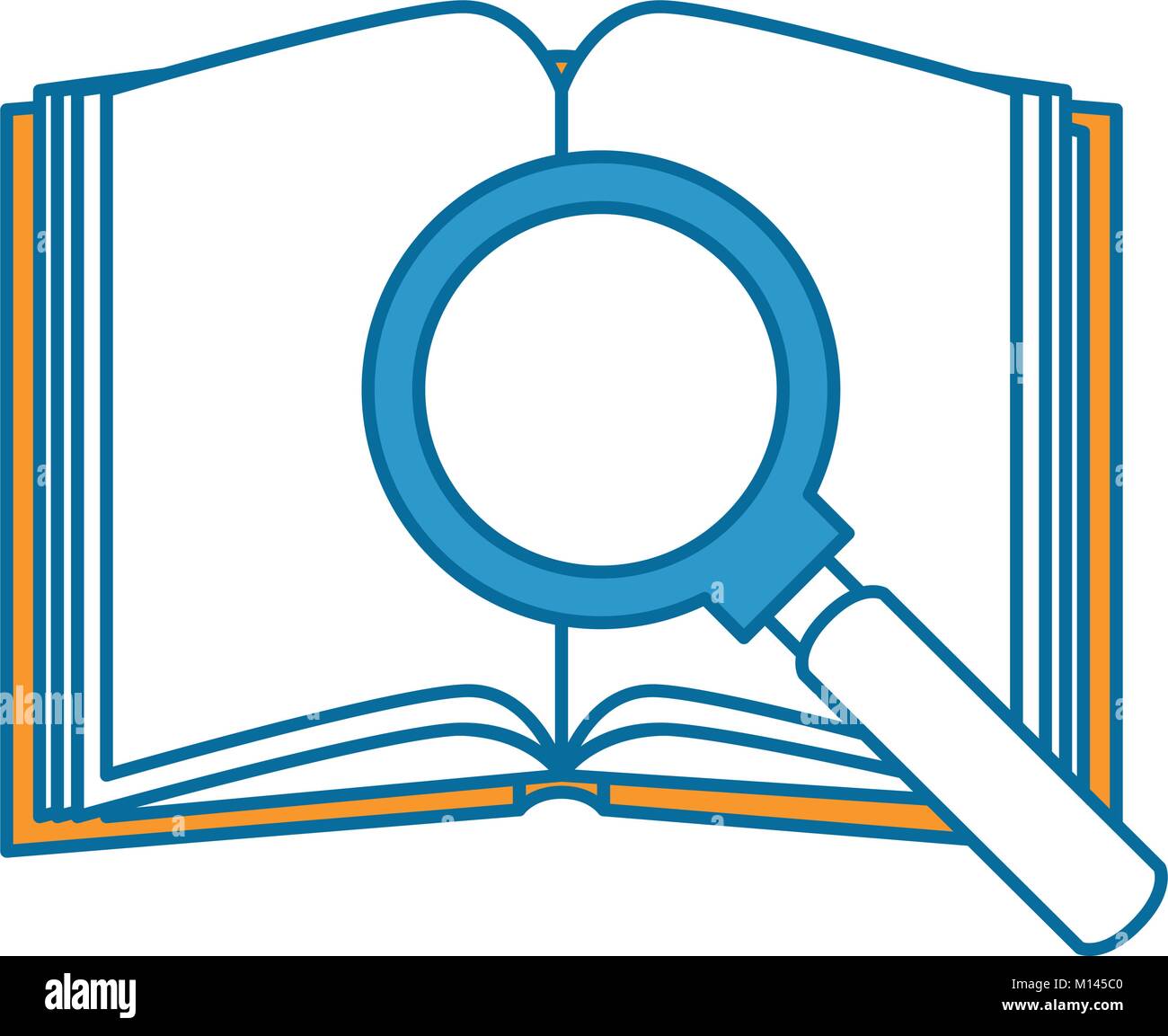 text book with magnifying glass vector illustration design Stock Vector ...