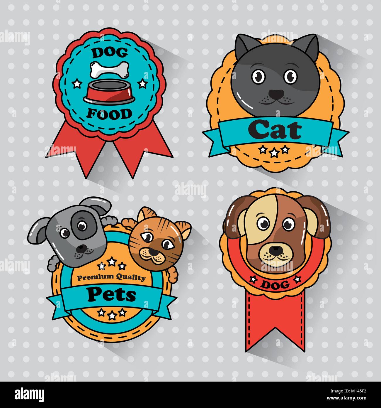 pet cat and dog medal badges icons Stock Vector Image & Art - Alamy