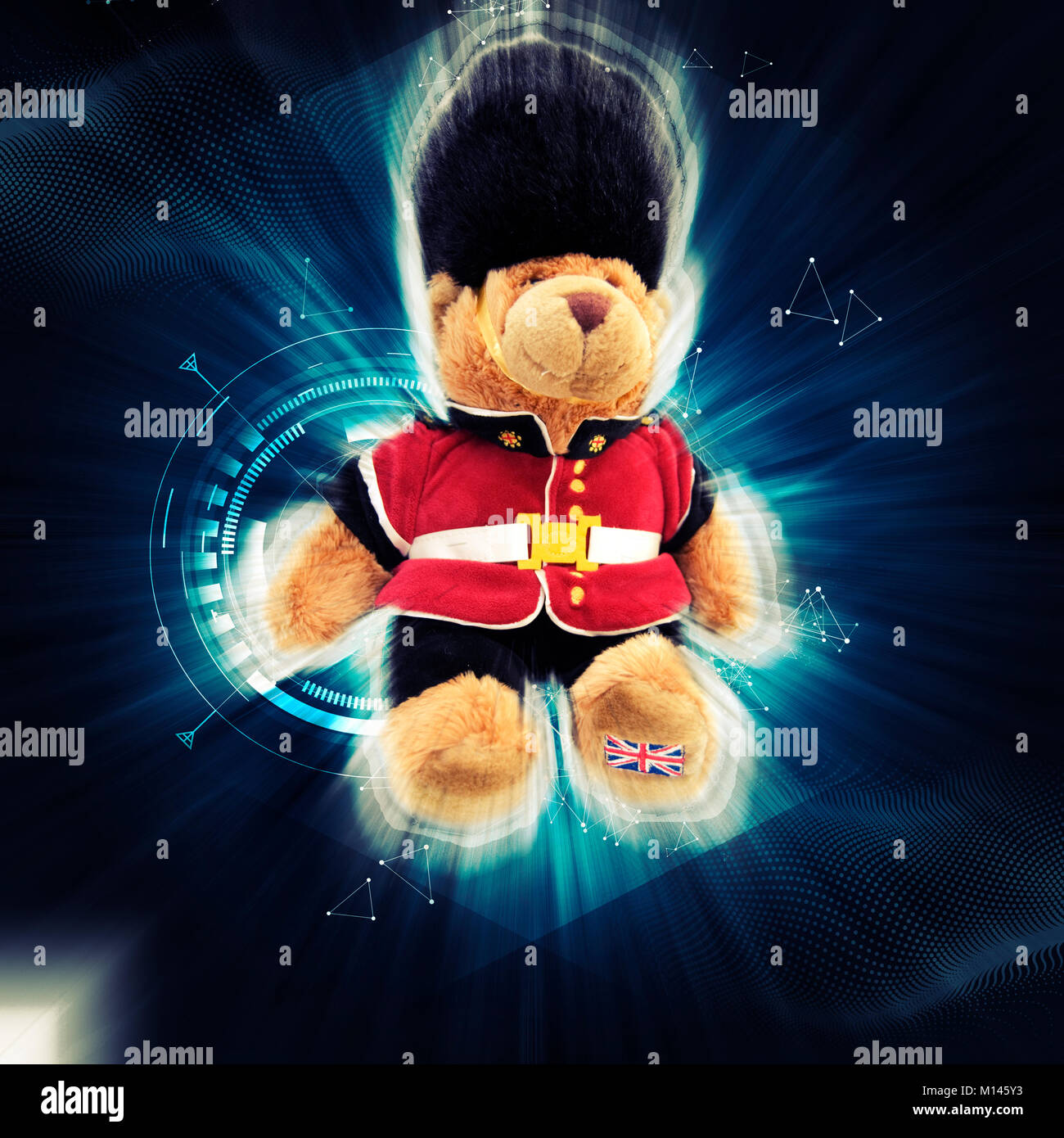 Digitally enhanced image of a British Buckingham Palace beefeater soldier guard Teddy bear stuffed doll Stock Photo