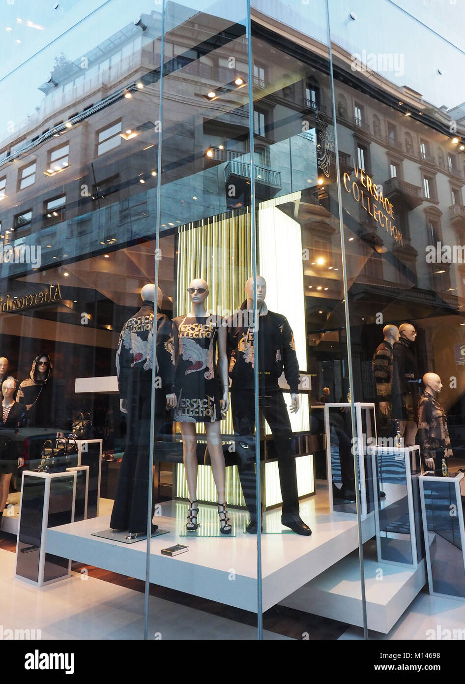 Europe,Italy,Lombardy,Milan,Via Montenapoleone,Versace fashion shop Stock Photo