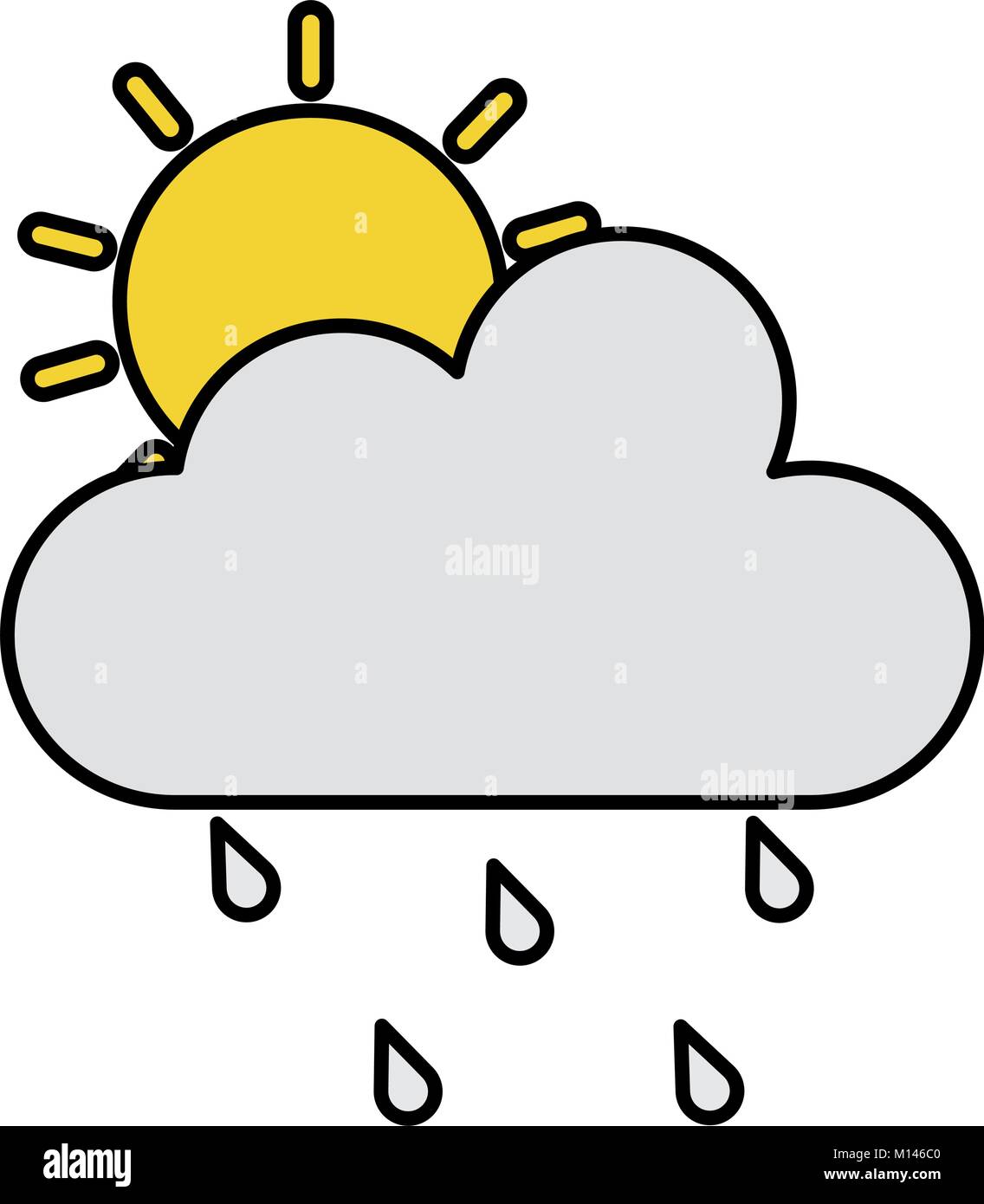 weather cloud rainy with sun vector illustration design Stock Vector ...