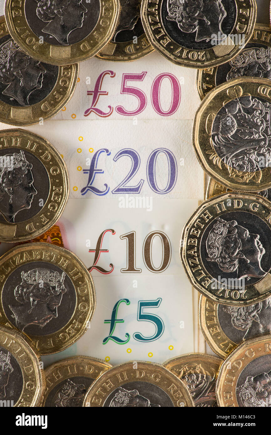 UK Five Pound Ten Pound Twenty Pound And Fifty Pound Notes With One uk-five-pound-ten-pound-twenty-pound-and-fifty-pound-notes-with-one